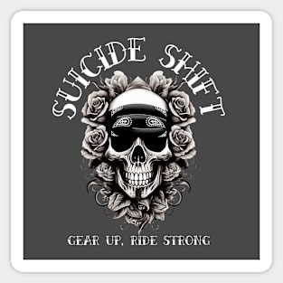 Suicide Shift Skull and Flowers Sticker